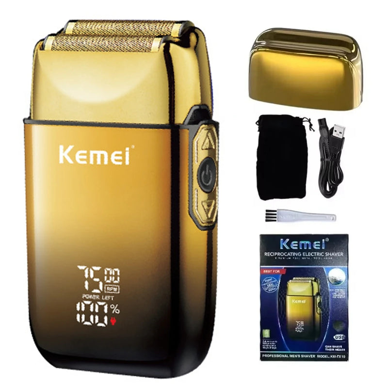 Kemei TX10 Electric Shaver Hair Rechargeable Facial & Beard Foil Razor For Men Bald Head Shaving For Men Machine Barber