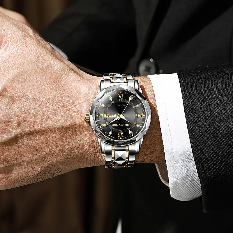 High-grade waterproof luminous new men's watch steel belt quartz watch live burst male wristwatch men watch