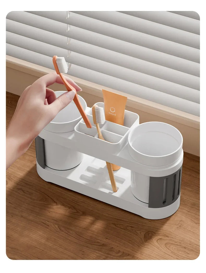 New Bathroom Toothbrush Toothpaste Shelf Simple Advanced All-in-one Toothbrush Mouthwash Cup Bathroom Wash Set Cup Holder