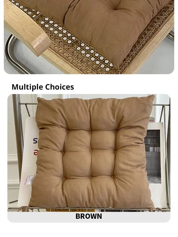 Linen Cushion Pearl Cotton Square Stool Backrest Pillow Home Office Computer Chair Protective Mat Seat Pad Buttocks Chair Mat