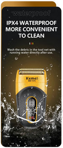Kemei KM-T370 Shaving Machine Men Beard Trimmer Professional Waterproof Electric Foil Shaver Barber 3 Blades USB Charging Razor