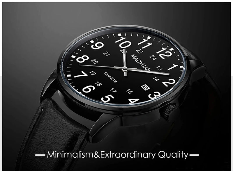 MAOYUAN 2025 New Top Men's Watch Calendar Sports Leisure Fashion Style Brown Black Leather Waterproof Quartz Watch