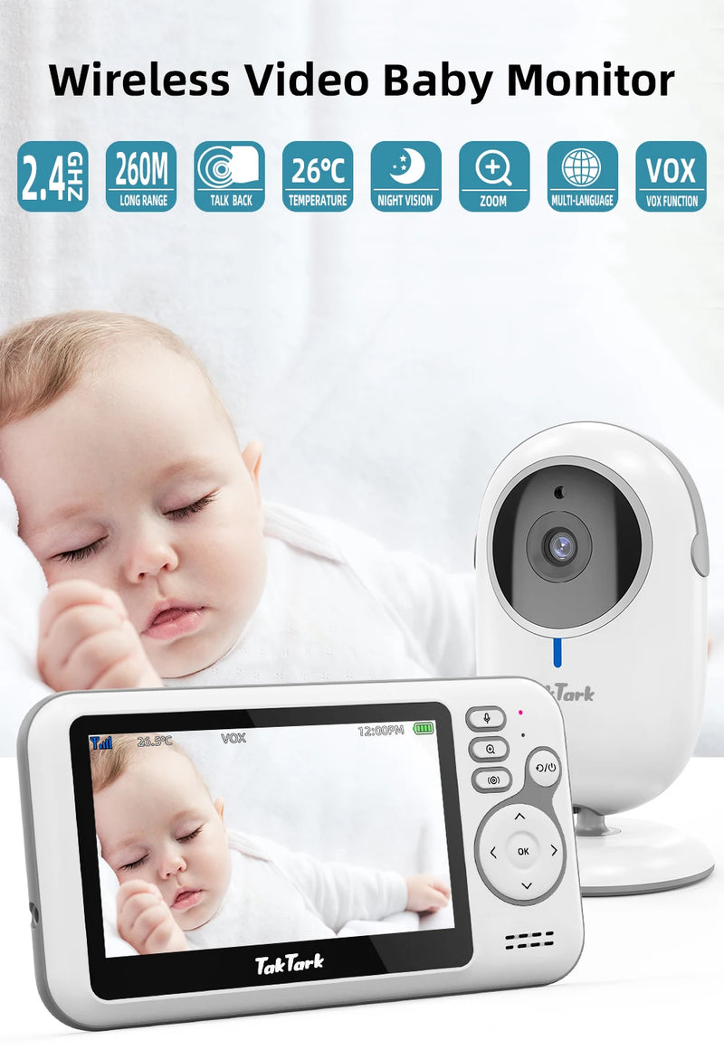 4.3 Inch Video Baby Monitor With Digital Zoom Surveillance Camera Auto Night Vision Two Way Intercom Babysitter Security Nanny