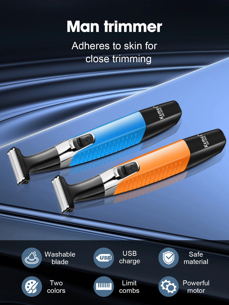 Kemei KM-1910 Waterproof Electric Shaver Eyebrow Trimmer USB Rechargeable Razor Men's Beard Trimmer Shaving Machine for Men