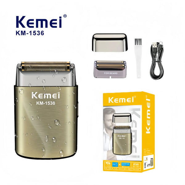 Kemei KM-1536 Men's Electric Shaver - Portable USB Rechargeable Trimmer,Waterproof Travel-Friendly with Reciprocating Razor Head