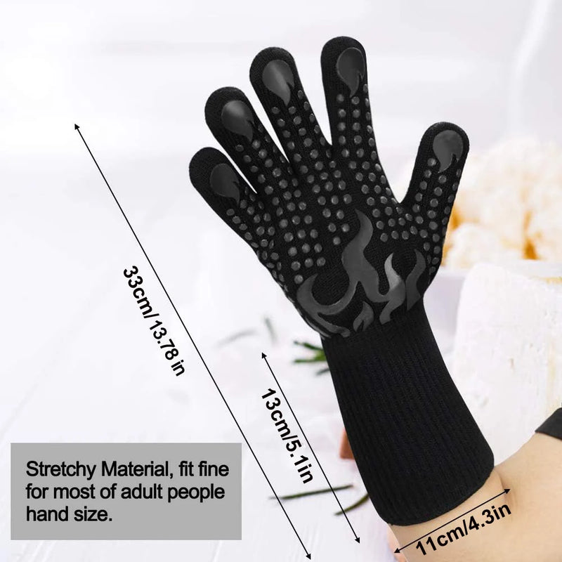 Universal Anti-Slip Heat-Resistant Barbecue Oven Gloves Fireproof Kitchen Cooking Gloves Suitable for High Temperatures up to 80