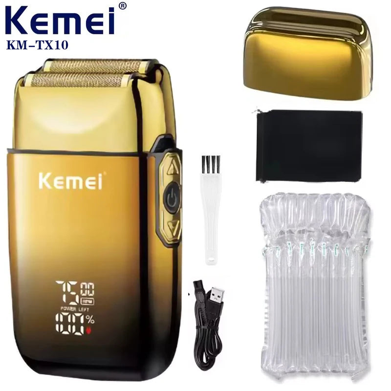 Kemei TX10 Electric Shaver Hair Rechargeable Facial & Beard Foil Razor For Men Bald Head Shaving For Men Machine Barber