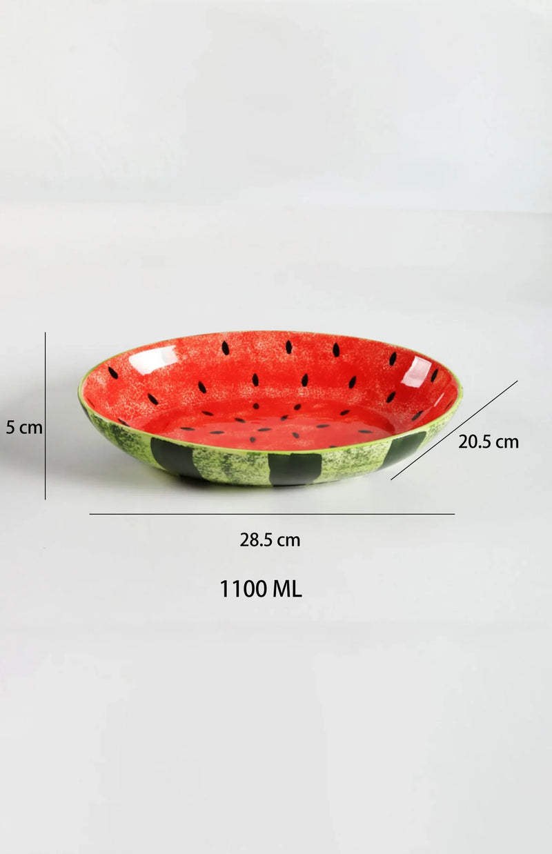 Watermelon Ceramic Plate Home Ramen Bowl Cute Hand-painted Tableware Kitchen Accessories Underglaze Color Fruit Vegetable Plates