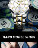 POSHI Men's Watch Date Week Fashion Watch Men Original Waterproof Non-mechanical Luminous Dual Calendar Quartz Wristwatch