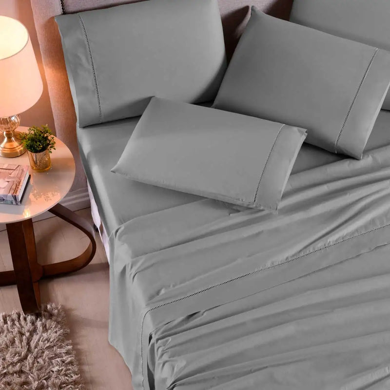 Queen Sheet Set 4 Pieces Cotton Percal 400 Yarn Soft Touch With Elastic