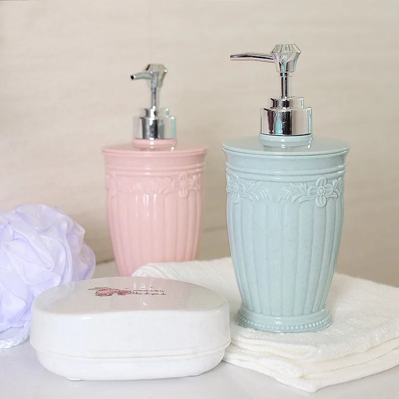 Fashion Stained Carved Glass Liquid Soap Dispenser Bathroom Sanitizer Bottle Hand Pump Emulsion Shampoo Bath Shower Gel Press