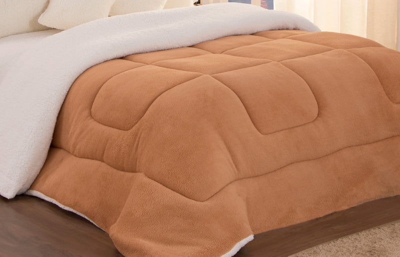 Single Sherpa Lamb Covered Duvet C/ Soft Caramel