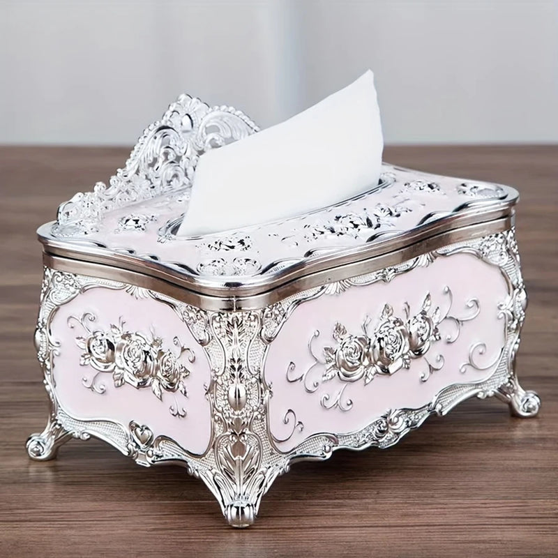 European Style Tissue box, High-end Hotel Restaurant Napkin Extraction Box, Living Room Desktop Paper Extraction Storage Box
