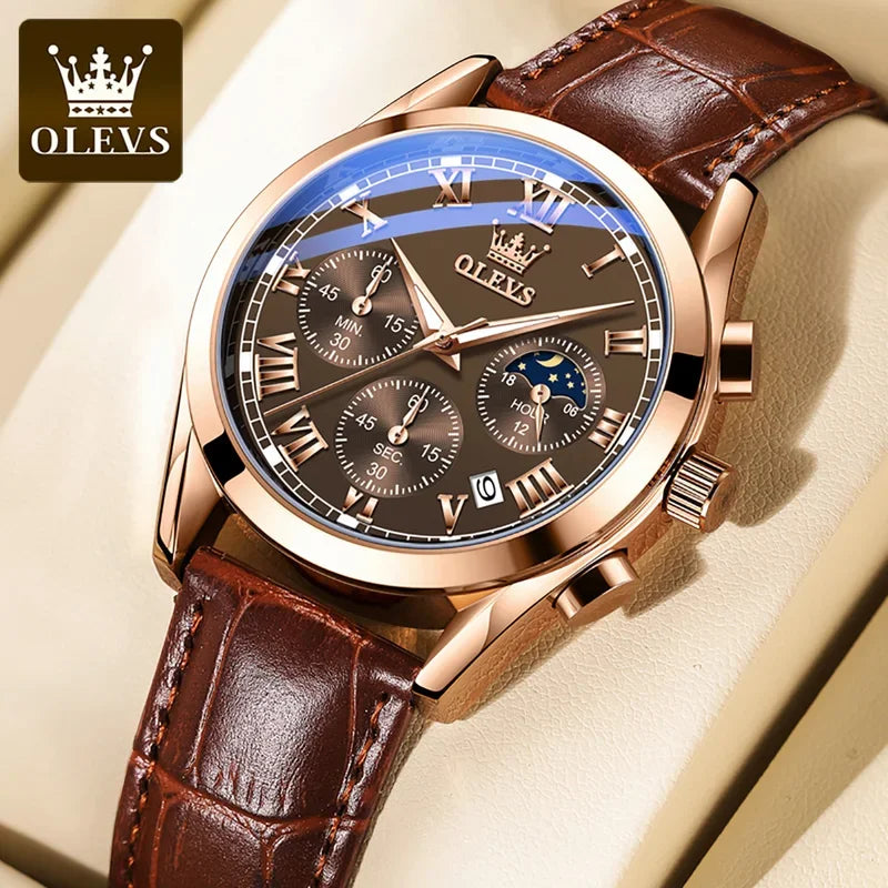 OLEVS 2871 Multifunctional Men's Watches Stainless steel Luminous Waterproof Luxury Men Wristwatch Business Watch Man
