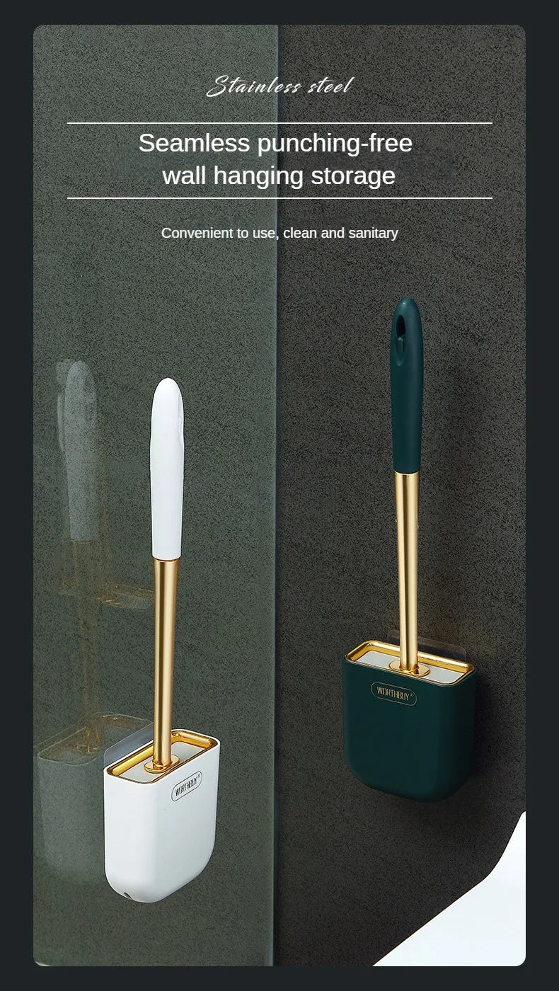 Escova de banheiro de silicone de luxo para parede com suporte