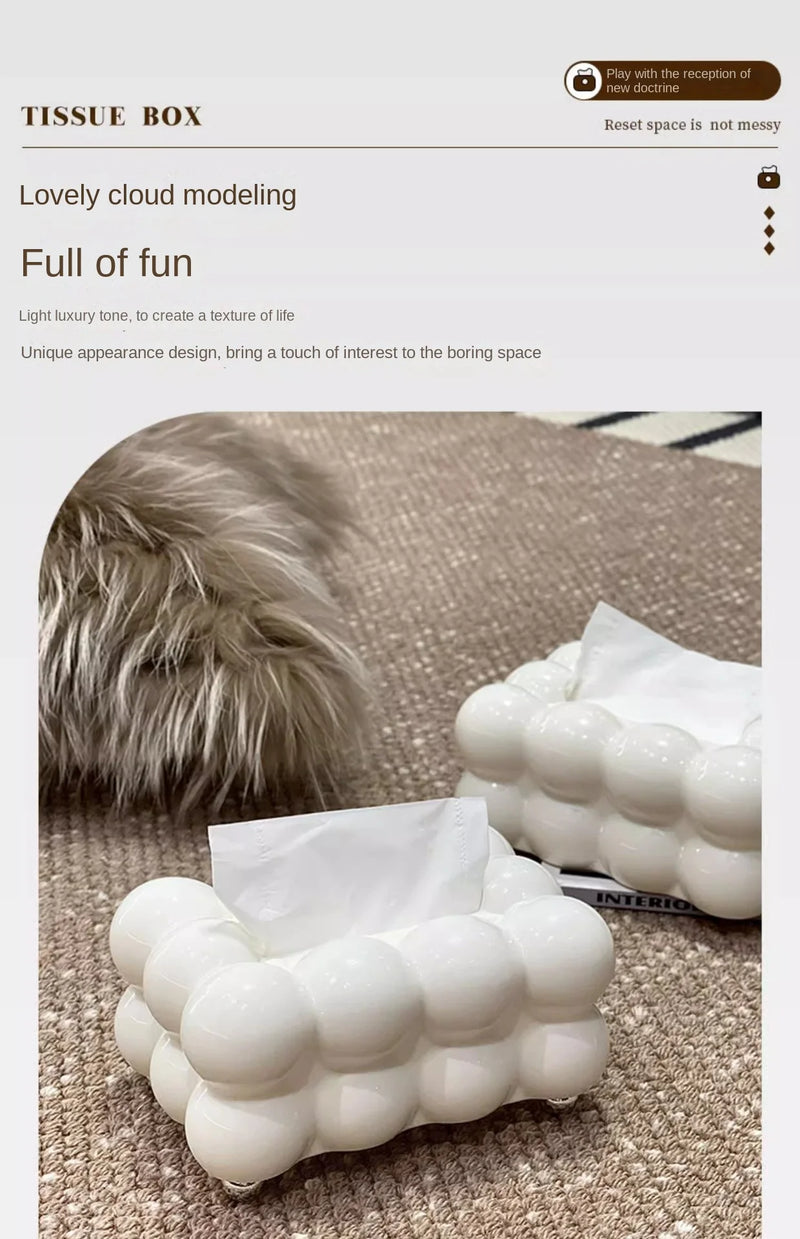 Cloud Design Tissue Boxes Storage Napkin Holder Paper Case Organizer Ornament Craft Desktop Tissue Holder Kitchen Tissue Box
