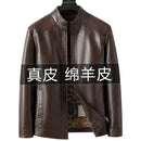 Winter new Haining leather leather jacket male middle-aged dad installed sheepskin casual big yards leather jacket coat padded