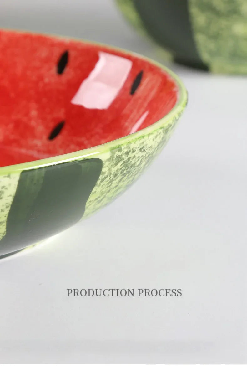 Watermelon Ceramic Plate Home Ramen Bowl Cute Hand-painted Tableware Kitchen Accessories Underglaze Color Fruit Vegetable Plates