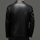 Long Sleeve Men Jacket Stylish Men's Faux Leather Jacket with Zipper Placket Lapel Collar Regular Fit Short Style for Casual