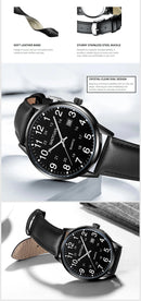 MAOYUAN 2025 New Top Men's Watch Calendar Sports Leisure Fashion Style Brown Black Leather Waterproof Quartz Watch