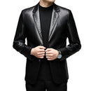 Men Jacket with Button Decoration Stylish Lapel Collar Men's Jacket with Button Cuffs Pocket Faux for Outdoor for Extended