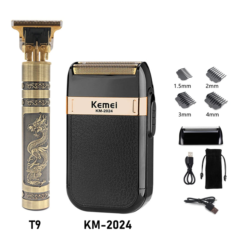 Kemei KM-2024 Professional Men's Shaving Machine USB Charging Electric Shaver Waterproof Beard Trimmer Hair Trimmer Machine