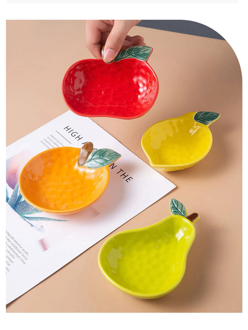 Fruit Shape Sauce Dish Ceramic Seasoning Dipping Bowl Ketchup Soy Vinegar Dip Dish Fruit Salad Butter Plate Tableware Decoration