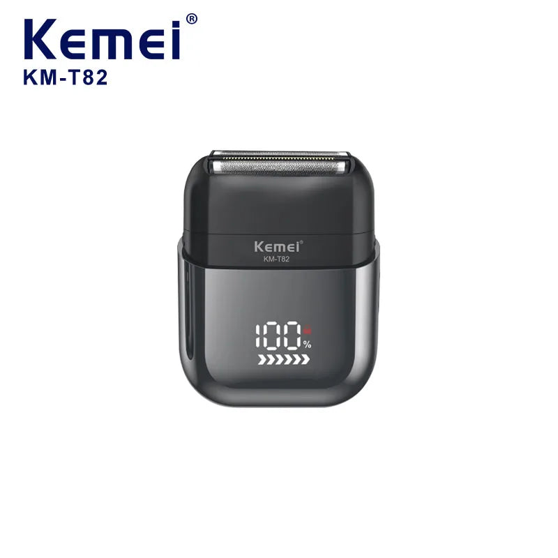 Kemei T82 Professional Waterproof Electric Shaver Rechargeable Shaving Machine for Men Digital Display Beard Trimmer Mini Razor
