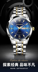 High-grade waterproof luminous new men's watch steel belt quartz watch live burst male wristwatch men watch