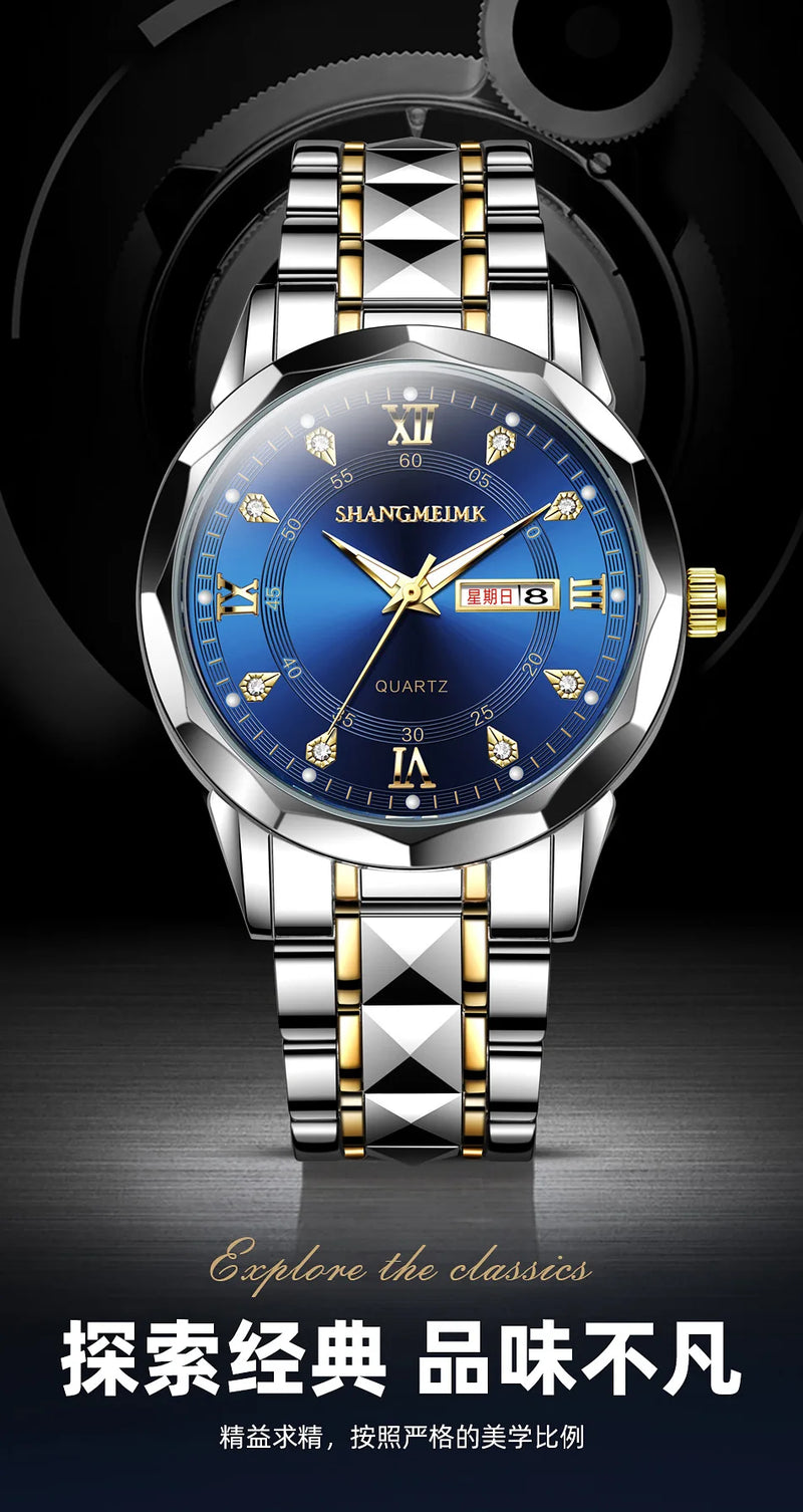 High-grade waterproof luminous new men's watch steel belt quartz watch live burst male wristwatch men watch