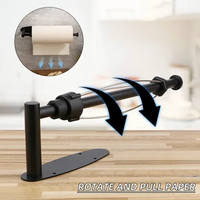 Stainless Steel Paper Towel Holder Punch-free Bathroom Toilet Paper Holder Storage Rack Kitchen Organizer Adhesive Wall Mount