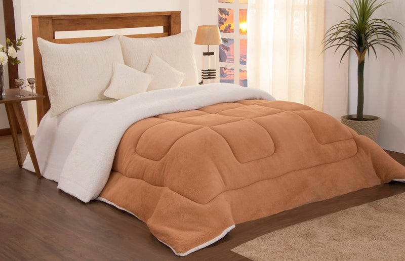 Single Sherpa Lamb Covered Duvet C/ Soft Caramel