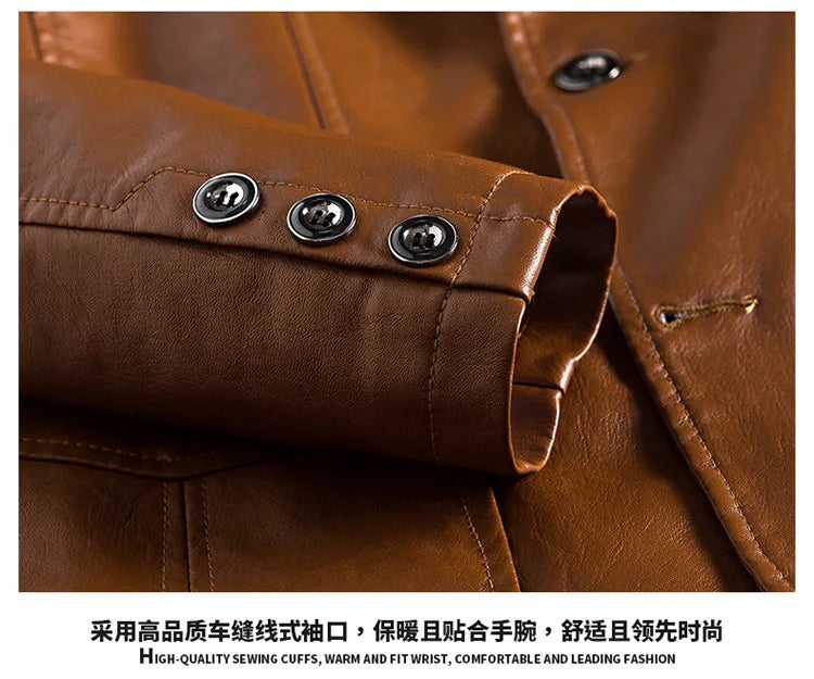 2025 spring and autumn new coat men's warm leather casual popular men's pu leather jacket leather suit mens 4XL