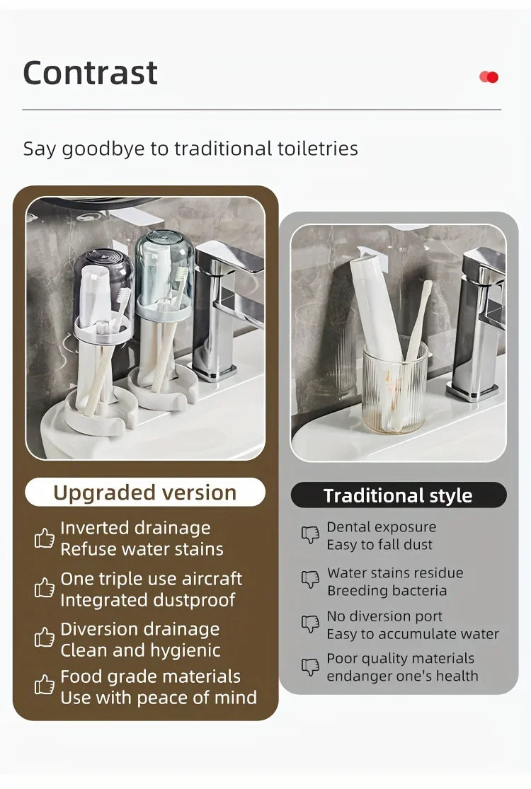 Suporte para escova de dentes com tampa de poeira,