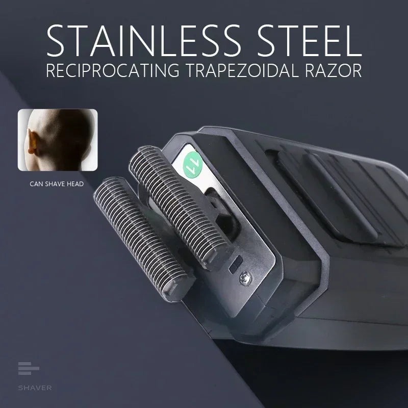 Kemei Rechargeable Cordless Shaver for Men Twin Blade Reciprocating Beard Razor Face Care Multifunction Strong Trimmer KM-1102