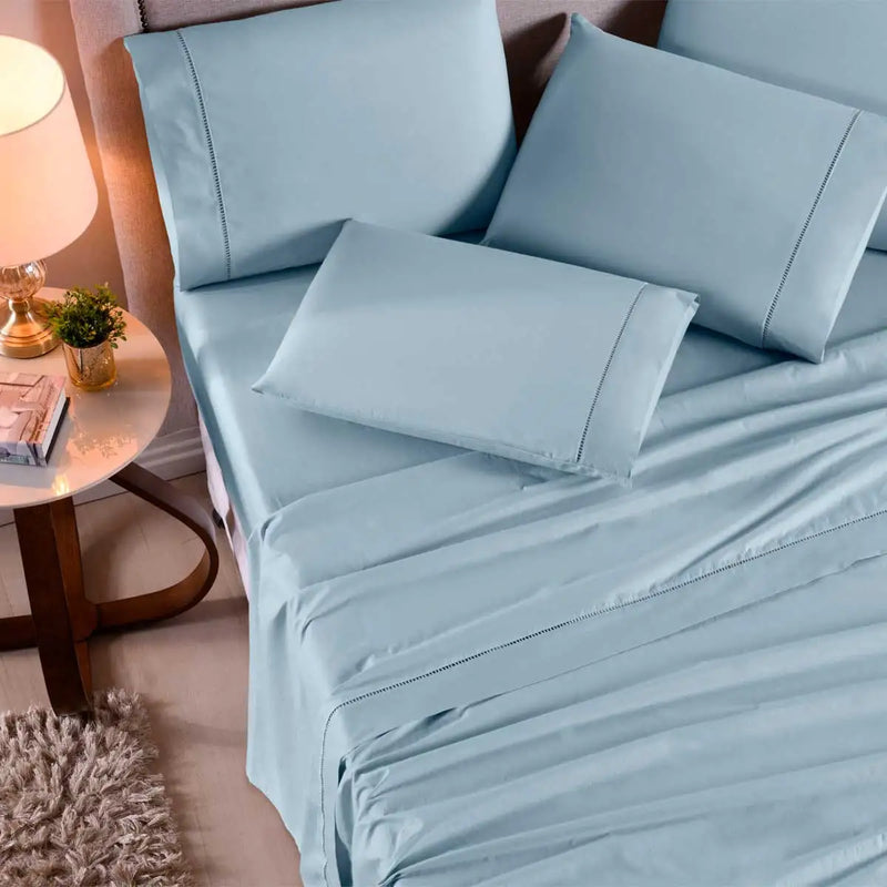 Queen Sheet Set 4 Pieces Cotton Percal 400 Yarn Soft Touch With Elastic