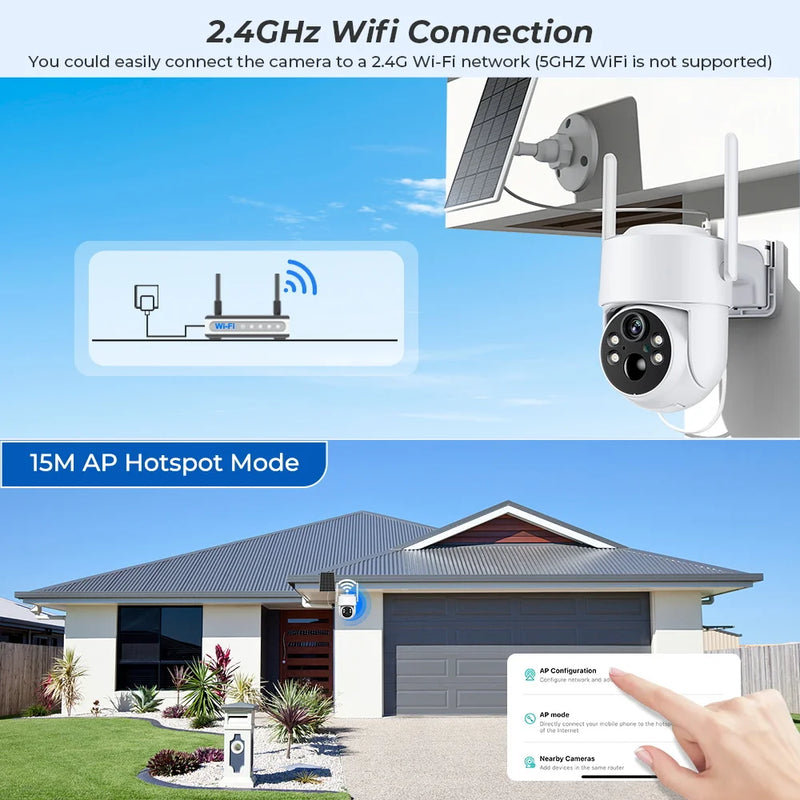 WiFi PTZ Camera Outdoor Wireless Solar IP Camera 4MP HD Built-in Battery Video Surveillance Camera Long Time Standby iCsee APP