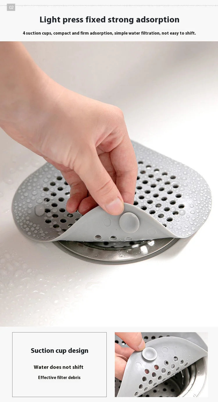 Esgoto com ventosa, tapete de drenagem de piso, cozinha, banheiro, filtro de cabelo antientupimento