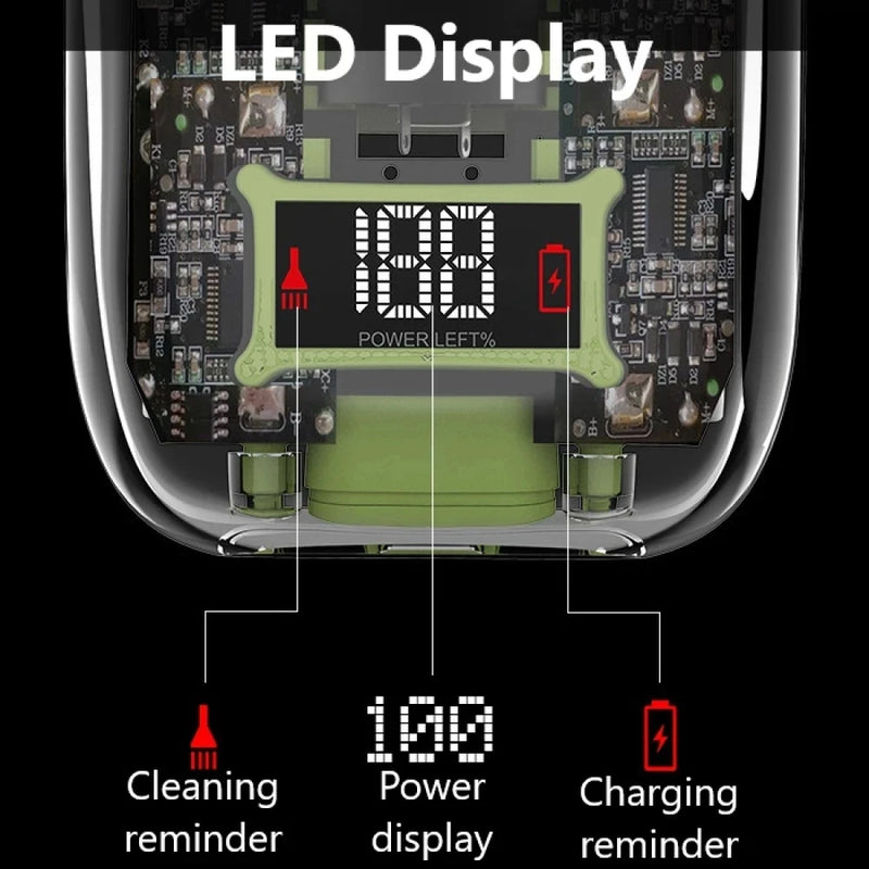 kemei km-TX7 Waterproof LCD Digital Display Razor USB Charging Camouflage Transparent Body Electric Shaver For Man