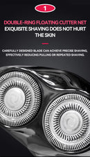 Kemei KM-T15 Portable Dual-Ring Floating Electric Shaver, Fully Washable, USB Rechargeable, Men's Beard Trimmer.