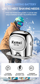 Kemei KM-T20 Mini Men Electric Shaver IPX6 Waterproof Travel Portable Beard Trimmer USB Charging Dry Or Wet Shaver Machine Razor