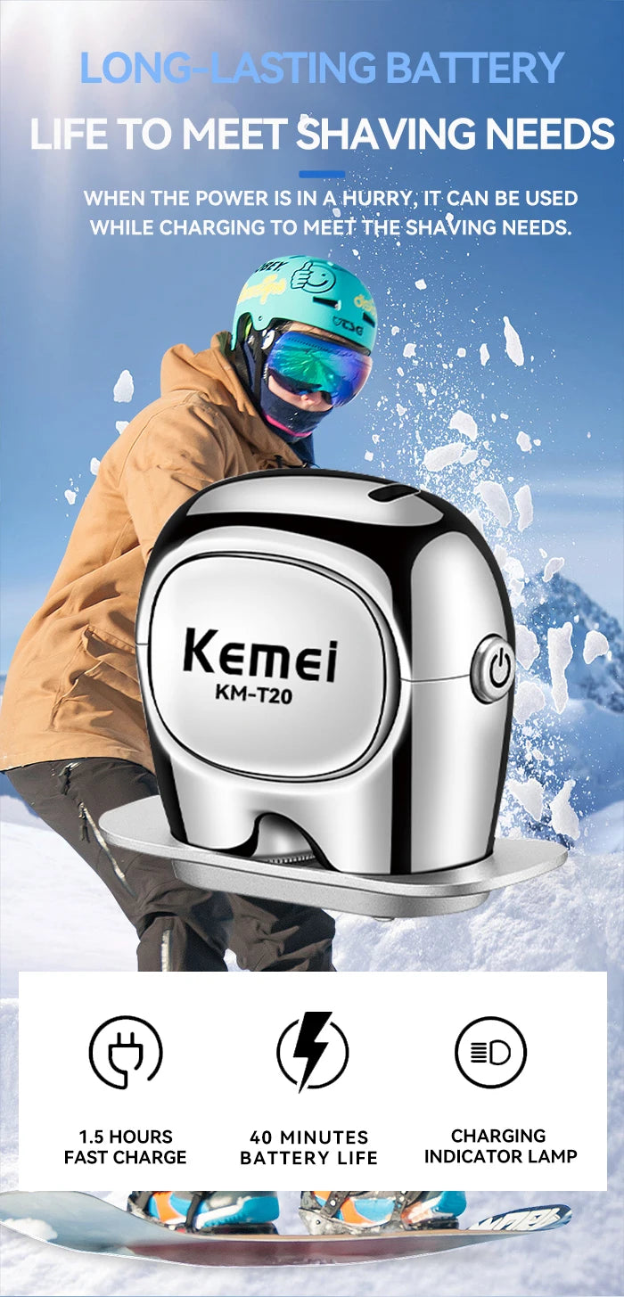 Kemei KM-T20 Mini Men Electric Shaver IPX6 Waterproof Travel Portable Beard Trimmer USB Charging Dry Or Wet Shaver Machine Razor