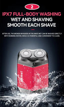 Kemei KM-T15 Portable Dual-Ring Floating Electric Shaver, Fully Washable, USB Rechargeable, Men's Beard Trimmer.
