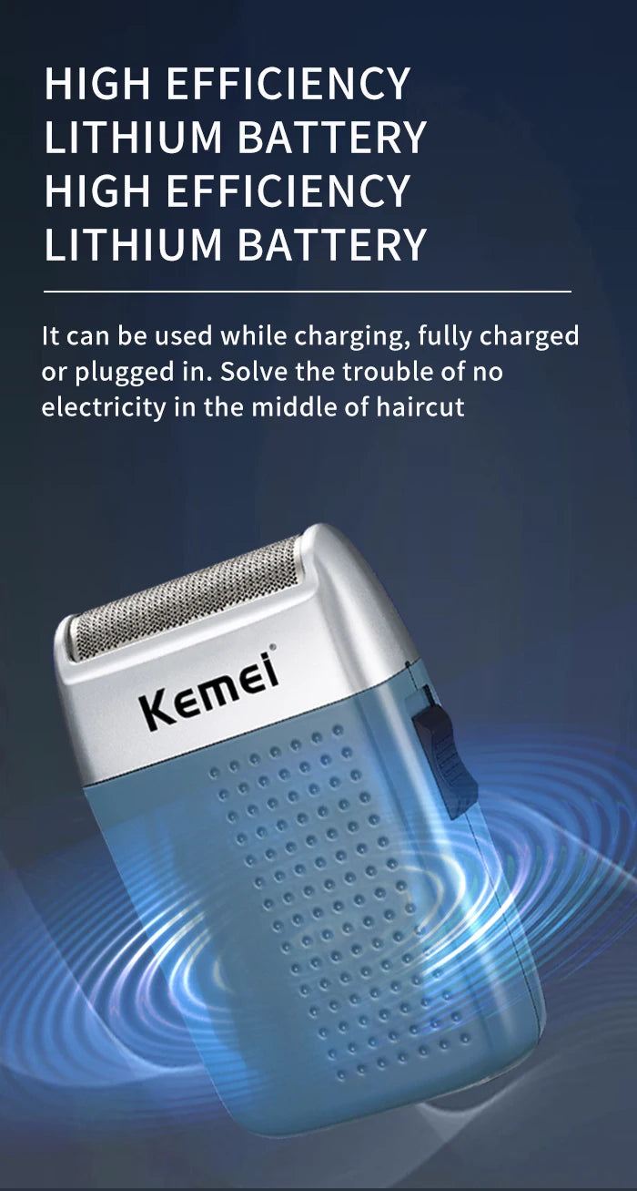 Kemei Mobile Electric Foil Shaver Mini Rechargeable Cordless Travel Razor Portable One Blade Wet and Dry Shaving Machine for Men