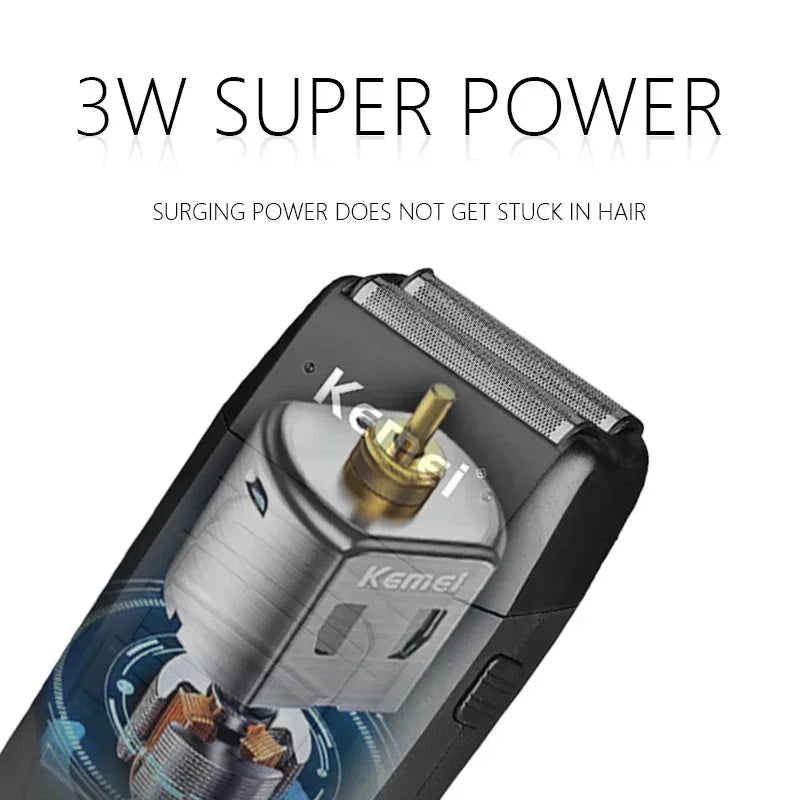 Kemei Rechargeable Cordless Shaver for Men Twin Blade Reciprocating Beard Razor Face Care Multifunction Strong Trimmer KM-1102