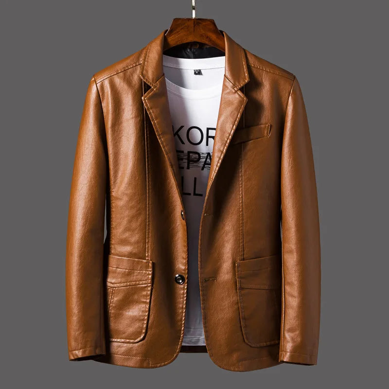 2025 spring and autumn new coat men's warm leather casual popular men's pu leather jacket leather suit mens 4XL