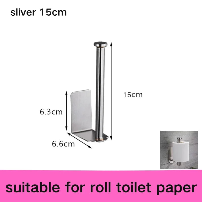 No Punching Toilet Paper Holder Self Adhesive Toilet Roll Paper Holders Bathroom Kitchen Paper Roll Holder Bath Towel Holder