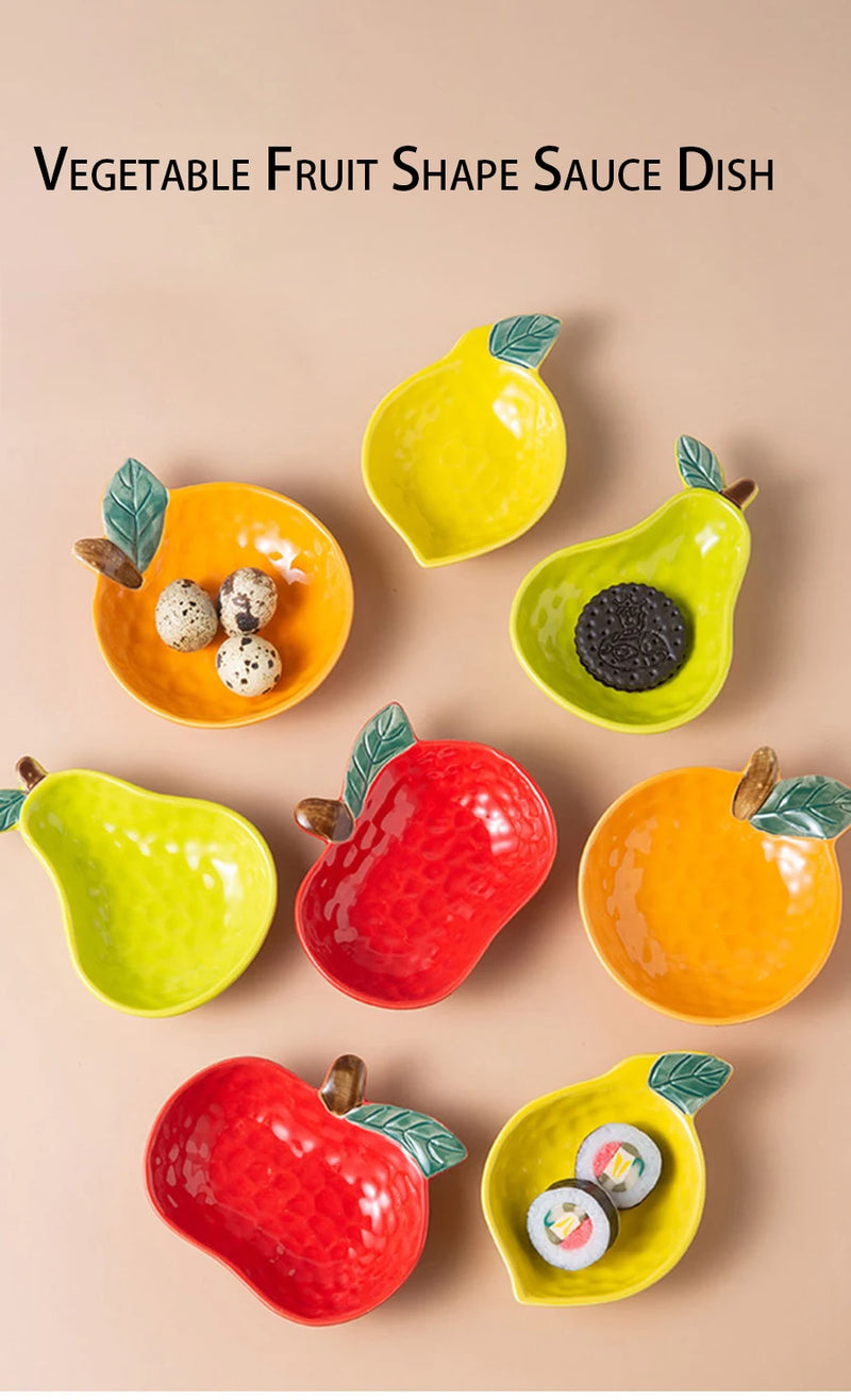 Fruit Shape Sauce Dish Ceramic Seasoning Dipping Bowl Ketchup Soy Vinegar Dip Dish Fruit Salad Butter Plate Tableware Decoration