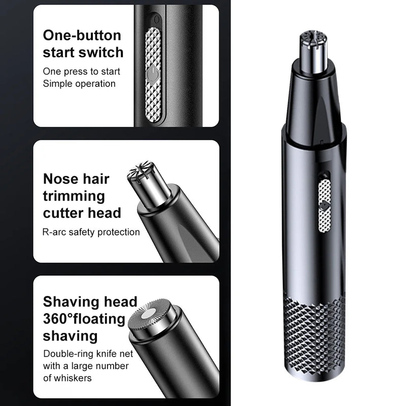 Electric Nose Hair Trimmer Beard Clipper Rechargeable Multi-kinetic Washable Shaving 2in1 Nose Ear Hair Trimmer Electric Razor