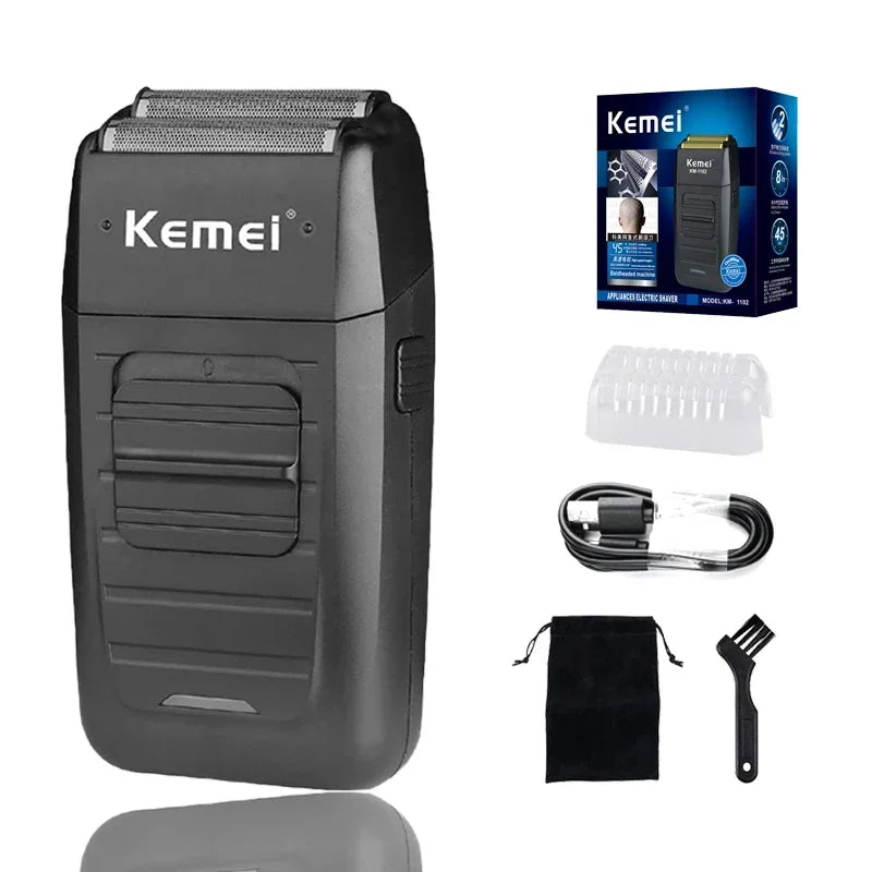 Kemei Rechargeable Cordless Shaver for Men Twin Blade Reciprocating Beard Razor Face Care Multifunction Strong Trimmer KM-1102